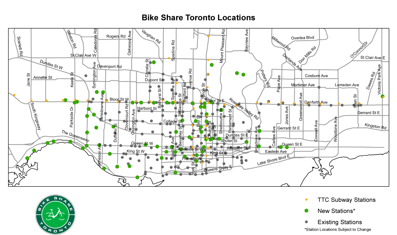 Toronto Bike Share Map Expansion-Map - Bike Share Toronto | Bike Share Toronto