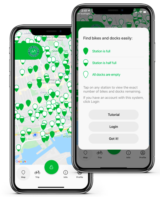 Bike Share Toronto app map