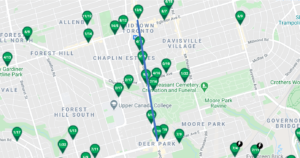 Yonge st Bike share Toronto station map